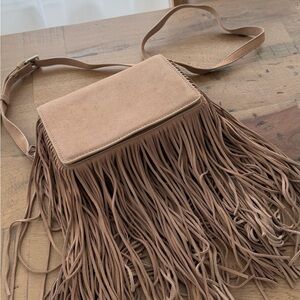 Zara Tan Fringe Crossbody Bag